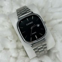 ساعت کلاسیک زنانه کاسیو مدل اولد مانی بند فلزی سیلور و صفحه مشکی کد XL-7209M - تصویر 3
