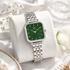 ساعت کلاسیک زنانه فلزی صفحه مربعی مدل دنیل ولینگتن رنگ سیلور سبز کد 0023A-13837