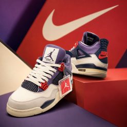 کتونی مردانه مدل Nike Air Jordan 4 کرم بنفش کد 0023A-2716 (x)