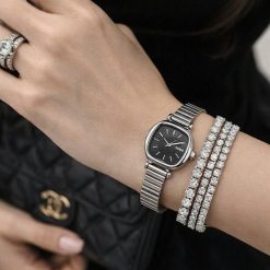 ساعت فلزی زنانه بند باز مدل نایدو صفحه مشکی (zz) کد CR-D8015 (x)