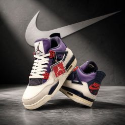 کتانی NIKE مردانه رنگ کرمی-بنفش مدل Air Jordan 4 کد CR-D2523 (x)