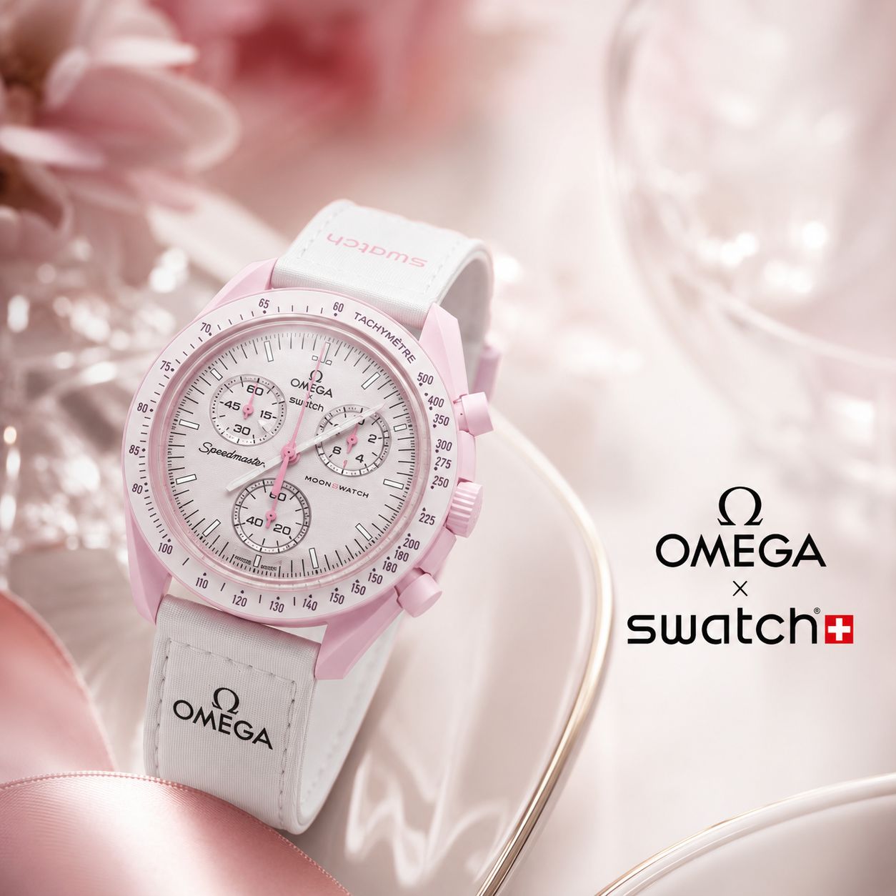 ساعت زنانه امگا سواچ | OmegaSwatch رنگ صورتی کمرنگ-سفید کد 0023A-13020 (x)