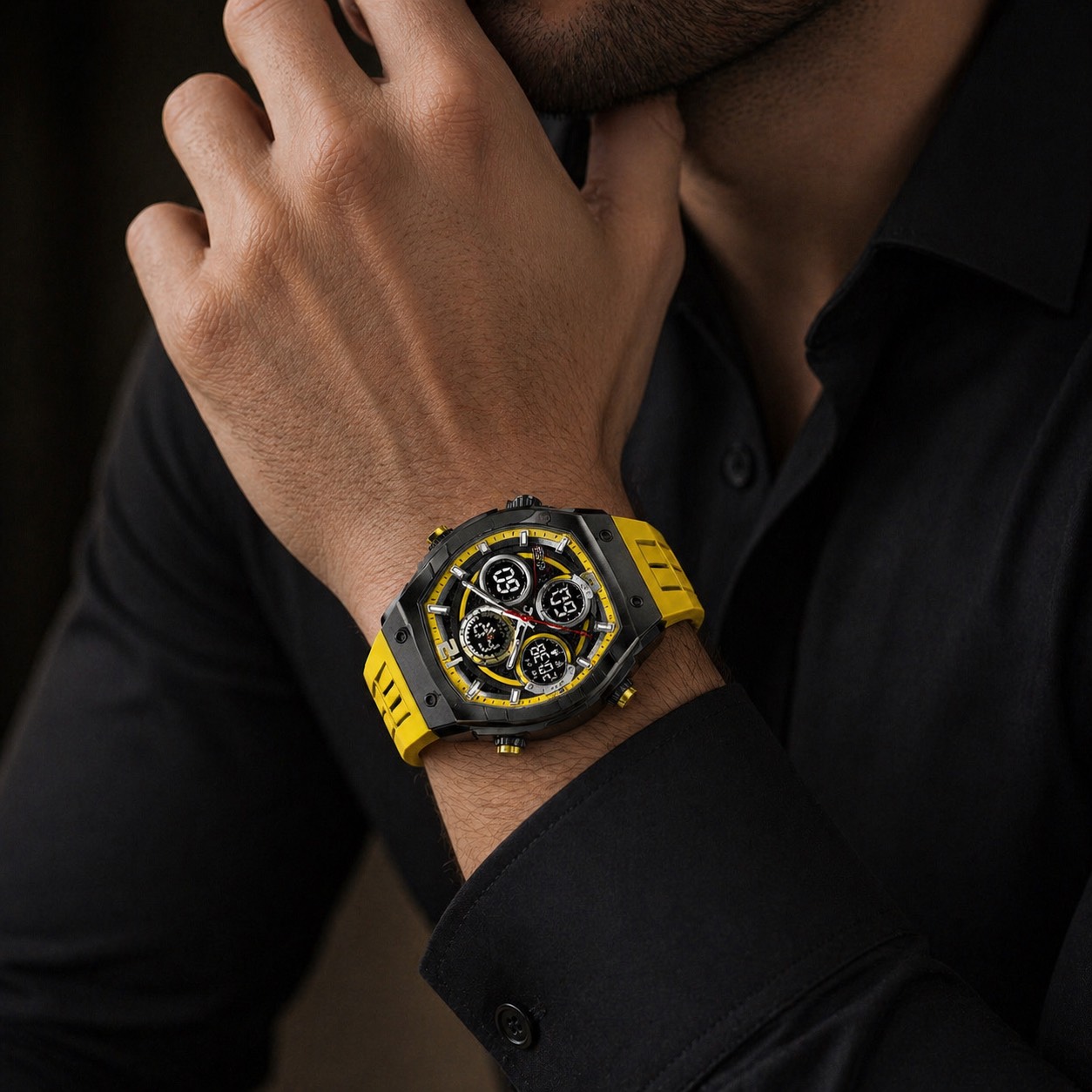ساعت مچی مردانه جاکلین زرد مدل JN-1399521M کد 0023A-7471