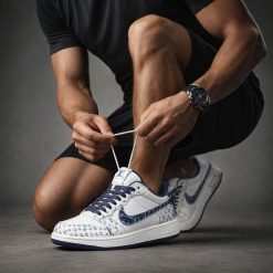 کتونی مردانه Air Jordan تراویس اسکات کاستوم لویی ویتون سفید آبی کد 1200XL-QM