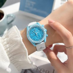 ساعت مچی زنانه امگا سواچ رنگ سفید-آبی روشن (zz) کد W1130