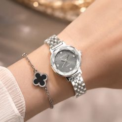 ساعت زنانه نایدو صفحه گرد بند فلزی رنگ خاکستری کد W699