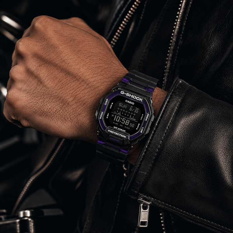 ساعت دیجیتال مردانه casio جی شاک مشکی-بنفش کد W874 - تصویر 2