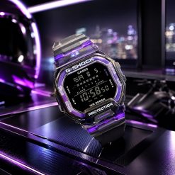 ساعت دیجیتال مردانه casio جی شاک مشکی-بنفش کد W874