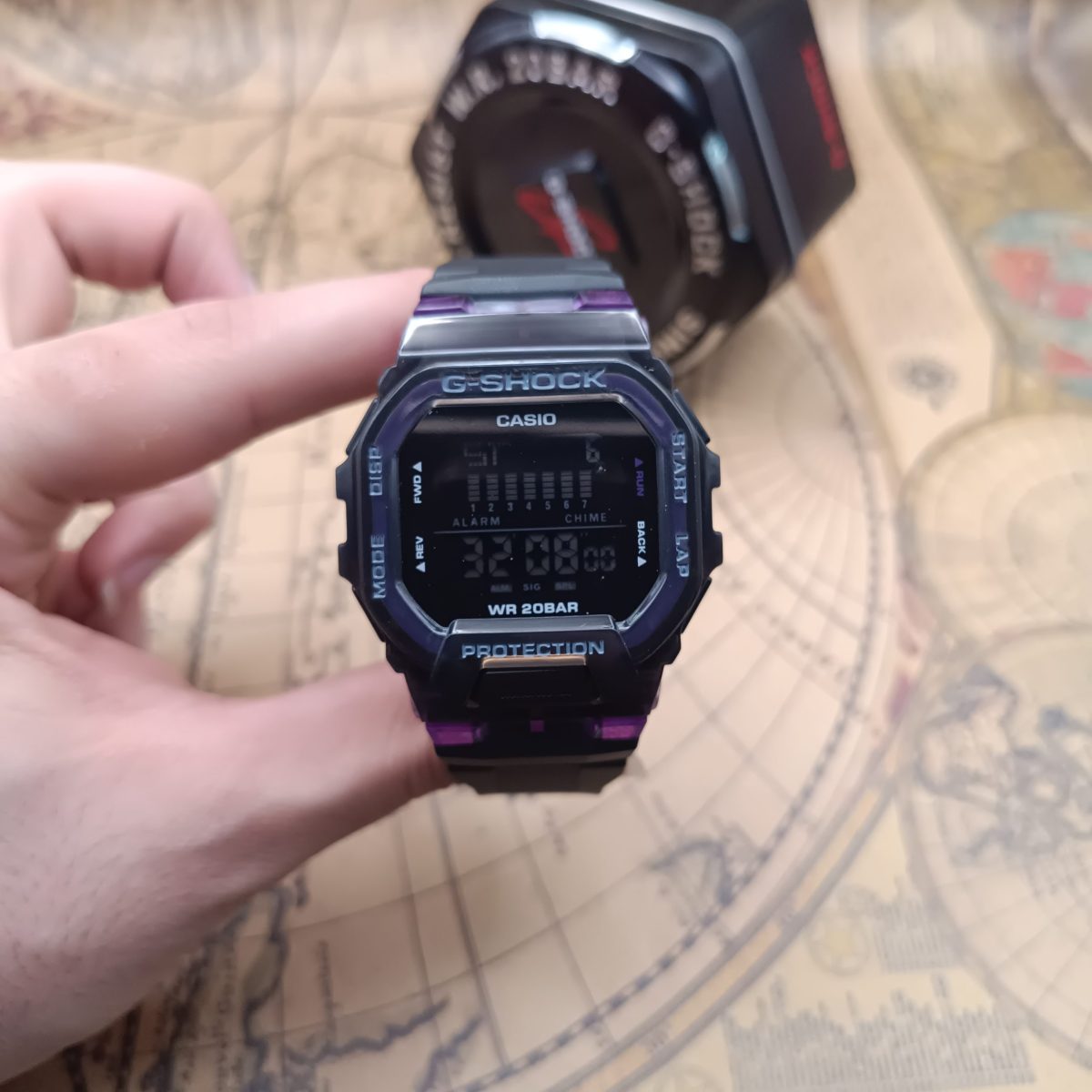 ساعت دیجیتال مردانه casio جی شاک مشکی-بنفش کد W874 - تصویر 5