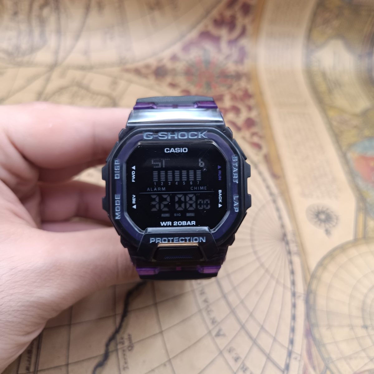 ساعت دیجیتال مردانه casio جی شاک مشکی-بنفش کد W874 - تصویر 4