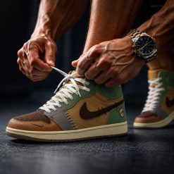 کتانی مردانه قهوهای سبز مدل Nike Air Jordan 1 Retro High Hyper Royal کد XRN-1658