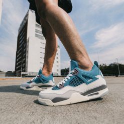 کتانی نایک مردانه آبی-سفید Air Jordan 4 کد WF-001349 (nx)