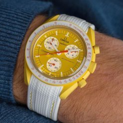 ساعت مردانه امگا سواچ سری SUN | خورشید سفید زرد (zz) کد W764