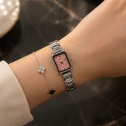 ساعت زنانه کاسیو صفحه مستطیلی صورتی (e) کد W755