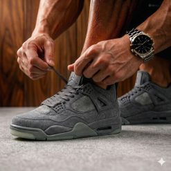 کتونی مردانه نایک مدل Air Jordan 4 Retro KAWS رنگ طوسی روشن کد WF-001909 (nx)