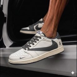 کتونی نایک مردانه رنگ سفید خاکستری مدل Air Jordan Custom کد 2500SX-L