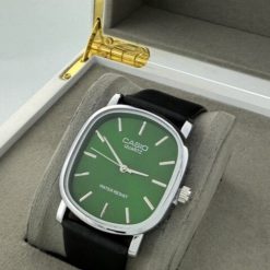 Alternative view of ساعت مچی مردانه کاسیو casio کلاسیک صفحه سبز سیلور و بند طرح چرم مشکی (e) کد XL-14028M