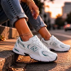 کتانی زنانه اسپرت سفید-فیروزهای New Balance 530 کد 1946SX-L (nx)