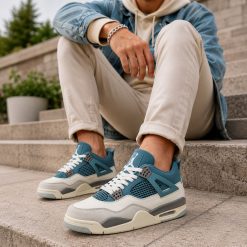 کتونی مردانه مدل Nike Air Jordan 4 آبی و سفید کد 0023A-1546 (x)