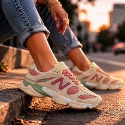 کتونی زنانه New Balance | نیوبالانس مدل 9060 رنگ کرمی هلویی کد XRN-2911 (p)