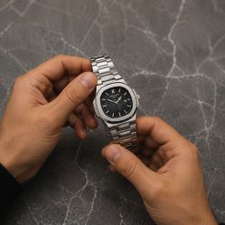 ساعت آنالوگ مردانه پتک فیلیپ سیلور و مشکی (e) کد CR-D13144