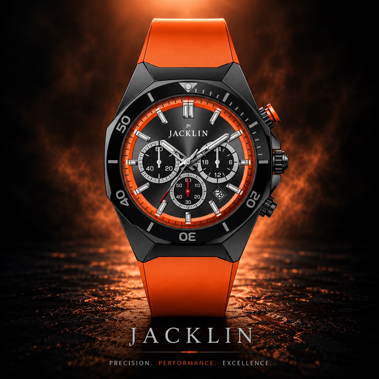 ساعت مردانه Jacklin کورنوگراف نارنجی مدل JN-1399524M کد 0023A-8007 (x1) - تصویر 3