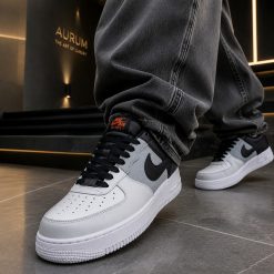 کتونی مردانه اسپرت NIKE ایرفورس 1 رنگ طوسی و مشکی کد 0023A-2289