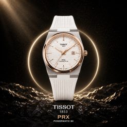 ساعت عقربهای مردانه مدل تیسوت PRX رنگ سفید بند رابر (zz) کد WF-013233