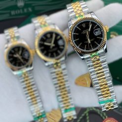 Alternative view of ساعت مردانه رولکس دیت جاست Oyester Perpetual سیلور طلایی صفحه مشکی کد W758
