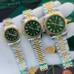 Alternative view of ساعت زنانه مردانه رولکس دیت جاست Oyester Perpetual سیلور طلایی صفحه سبز کد W1198