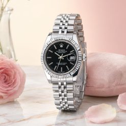 Alternative view of ساعت زنانه رولکس دیت جاست Oyester Perpetual نقره‌ای مشکی کد W1070