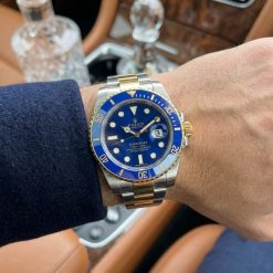 ساعت مردانه رولکس ساب مارینر SUBMARINER نقرهای طلایی صفحه آبی کد W127