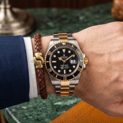 ساعت مردانه رولکس ساب مارینر SUBMARINER نقرهای طلایی صفحه مشکی کد W734