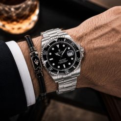 ساعت مردانه رولکس مدل ساب مارینر SUBMARINER نقرهای مشکی کد W795 (x)