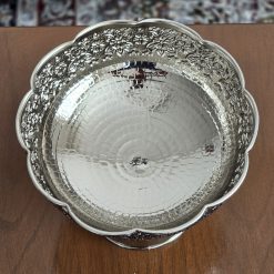 ظرف شکلات‌خوری مسی پایه‌دار رنگ کروم طرح فاخر (NF) - تصویر 3