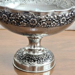 ظرف شکلاتخوری مسی پایهدار کروم طرح رز (NF) - تصویر 3