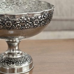 ظرف شکلاتخوری مسی پایهدار کروم طرح رز (NF) - تصویر 4