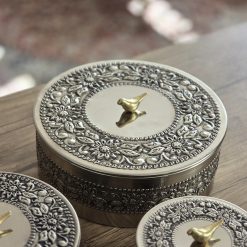 Alternative view of باکس درب‌دار کروم طرح رز سایز بزرگ (NF)
