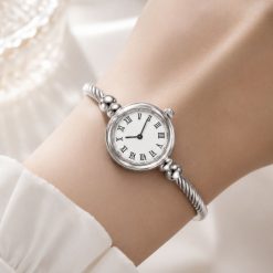 ساعت زنانه کارتیه بنگل نقره‌ای سفید (e) کد W504 (x)