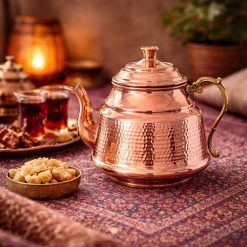 کتری قوری مسی دسته برنجی چکشی (NF)
