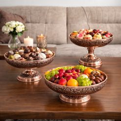 ست پذیرایی مسی پایهدار طرح رز 4 پارچه (NF)
