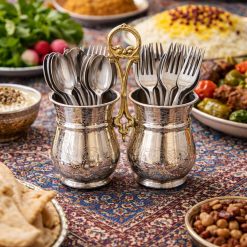 جا قاشقی دوتایی مسی رنگ کروم دسته برنجی (NF)