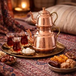 کتری قوری مسی دسته برنجی چکشی (NF)