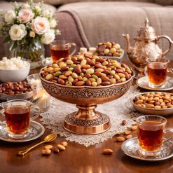 ظرف آجیلخوری مسی پایهدار طرح فاخر (NF)