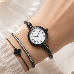 ساعت زنانه کارتیه بنگل مشکی سفید (e) کد W126