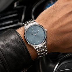ساعت مردانه دنیل ولینگتون فلزی رنگ نقرهای صفحه آبی خاکستری کد W2029 (x)