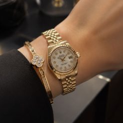 ساعت زنانه رولکس دیت جاست DATE JUST طلایی صفحه سفید کد W828