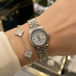 ساعت زنانه رولکس دیت جاست DATE JUST نقره‌ای صفحه سفید کد W845