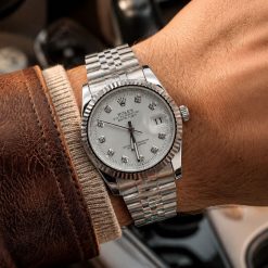 ساعت مردانه رولکس دیت جاست DATE JUST نقرهای صفحه سفید کد W819