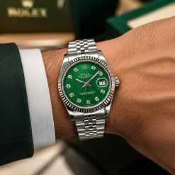 ساعت مردانه رولکس دیت جاست DATE JUST نقرهای صفحه سبز کد W801